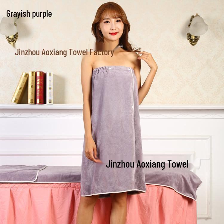 Wrap Chest Bath Towel for Women - Strapless Sauna Skirt with Buckle, Absorbent & Soft, Engraved Logo