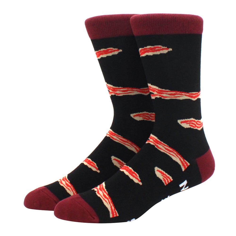 1 Pair Men's Fun Hip Hop Skateboard Beer Happy Art Print Mid Socks, EU38-46