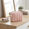 Portable PVC Striped Makeup Bag Mini Cosmetic Pouch Cute Toiletry Bag  Daily Use