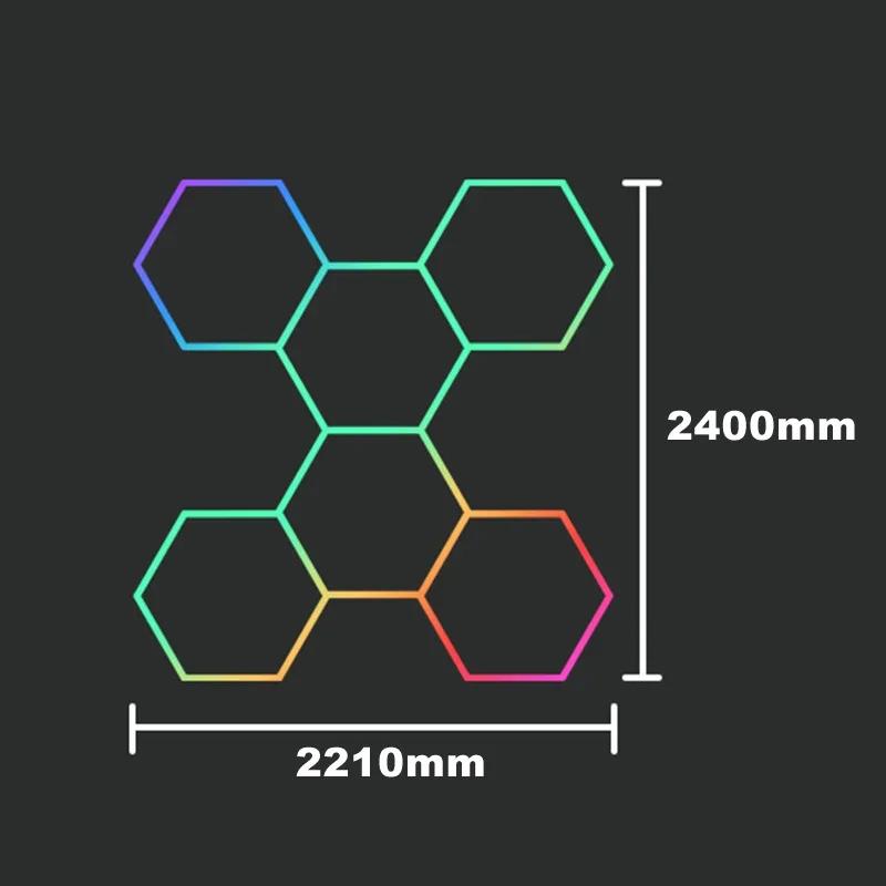 1-14 Holes RGB Hexagon Garage Light 110-265V Honeycomb LED Lights APP Control  Car Wash Repair Lamps Decor Ceiling Lighting