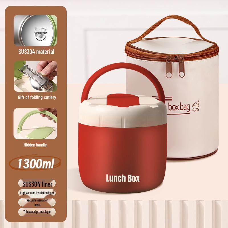 304 Stainless Steel Double-Layer Leak-Proof Insulated Bento Lunch Box with Food Compartments