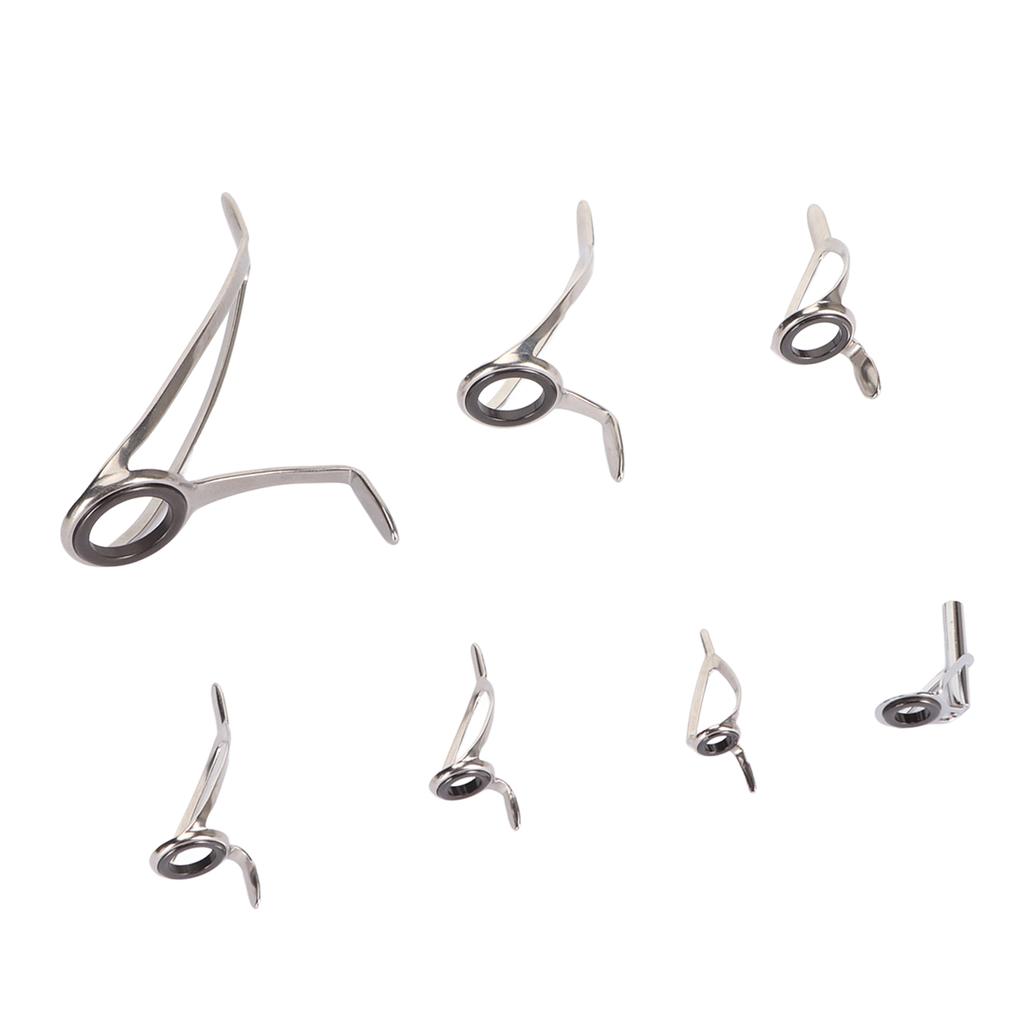 Steel Ceramic Guides Ring 7 Sizes Double Legs Fishing Rod Guides Rings for Freshwater Saltwater Rods