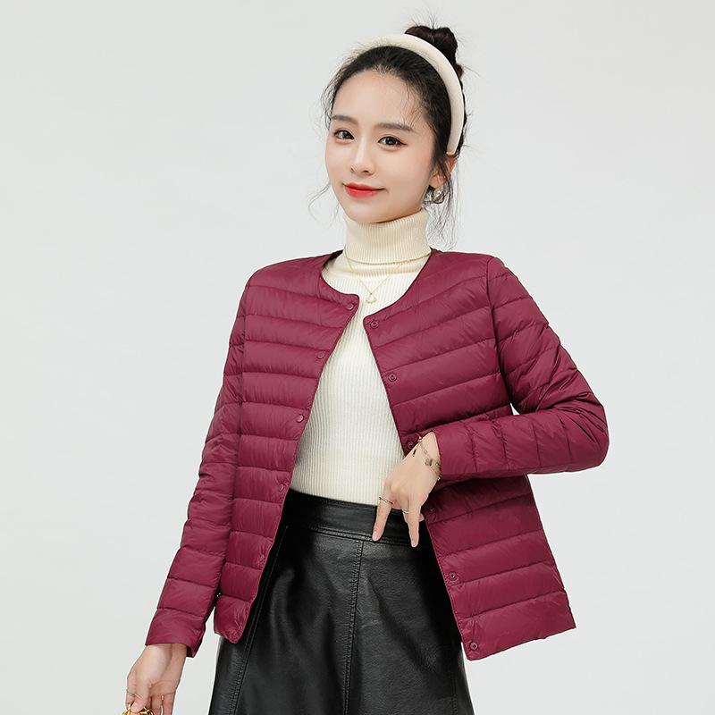 Men's Lightweight Collarless Down Jacket - Autumn/Winter, Plus Size Round Neck White Duck Coat