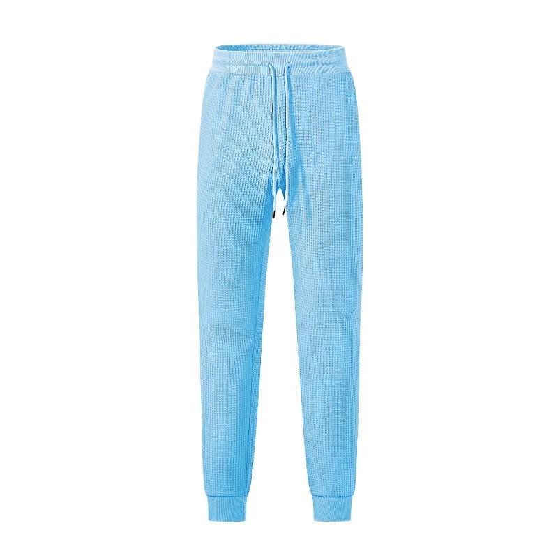 Men's Summer Sports Casual Loose Breathable Solid Color Waffle Men's Tether Pants Casual Pants