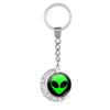 Green Alien Double-Sided Rotating Pendant Keychain - Gift & Souvenir