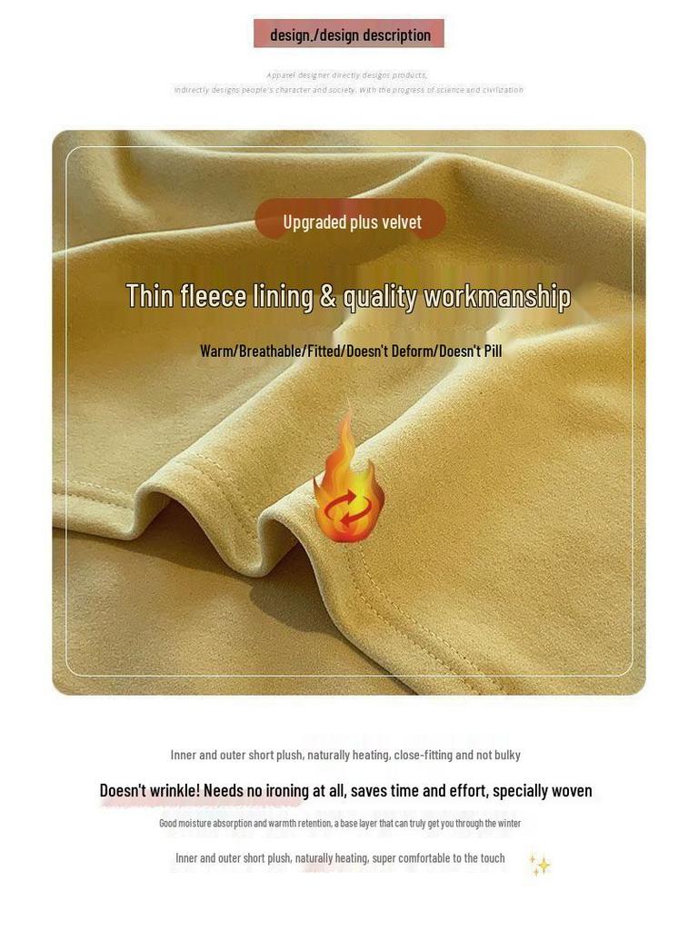 Double-Sided German Fleece Women's Plus Size Mid-Length Warm Long Sleeve T-Shirt