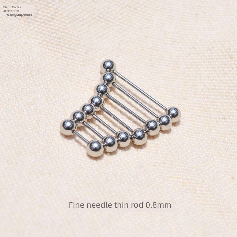 

Short Rod Double-Ball Ultra-Fine Titanium Steel Tongue Pin Optional 2 single message requirements