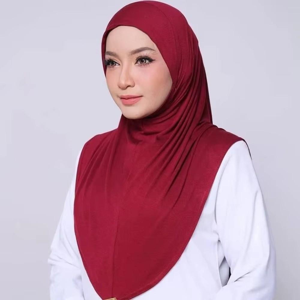 Einfarbiger Arabischer Damen-Kopftuch Verstellbarer Hijab Kopfwickel High-End Eid Al-Fitr Langer Turban Täglich