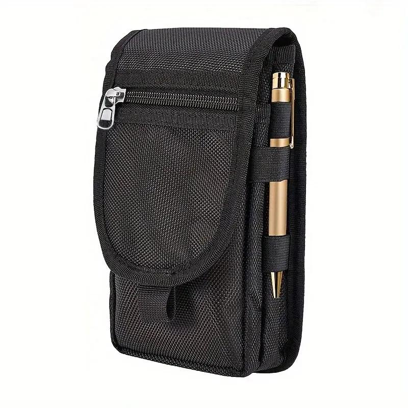 

Сумка для мобильного телефона Повседневная поясная сумка Сумка для ручек 6,3 дюйма С откидным верхом Поясная подвесная сумка для мобильного телефона чёрный
