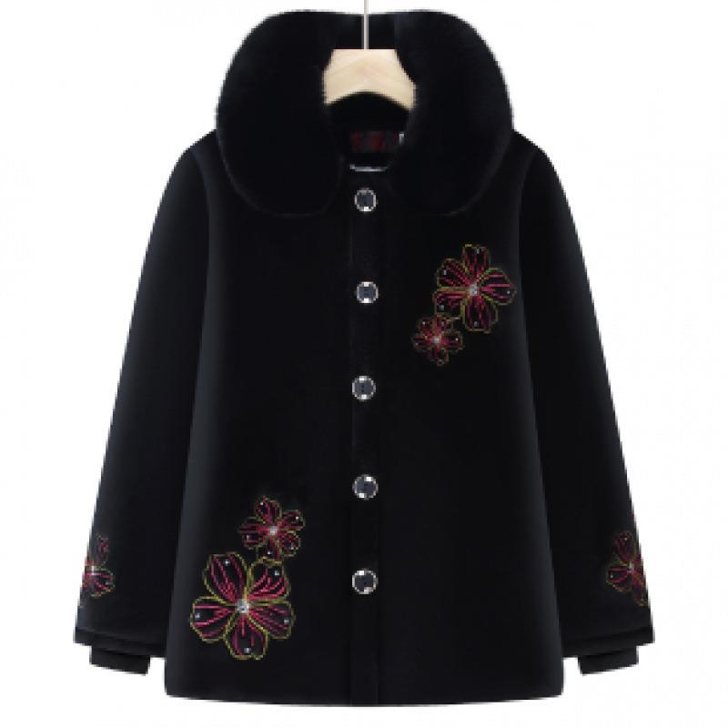 Winter cotton-padded clothes with fur collar old lady cotton-padded clothes piled and thickened old cotton-padded jackets warm women