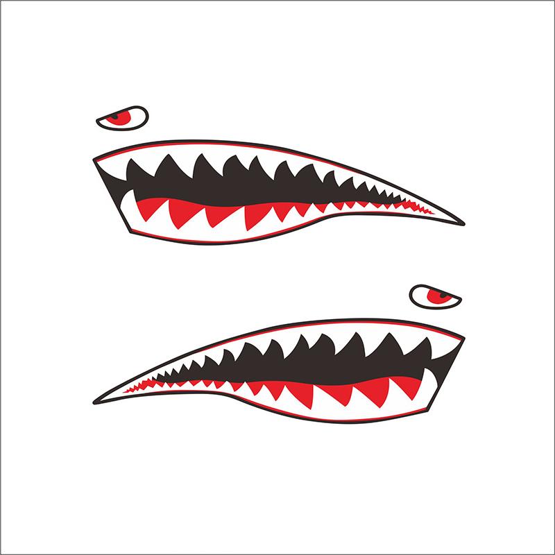 New Waterproof Flying Tigers Reflective Shark Mouth Teeth Car Boat Yacht Decal Colored Body Sticker