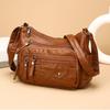 Fashionable Multi Zipper Crossbody Bag, Soft Vegan Leather Shoulder Bag, Women's Multi Pocket Handbag Wallet