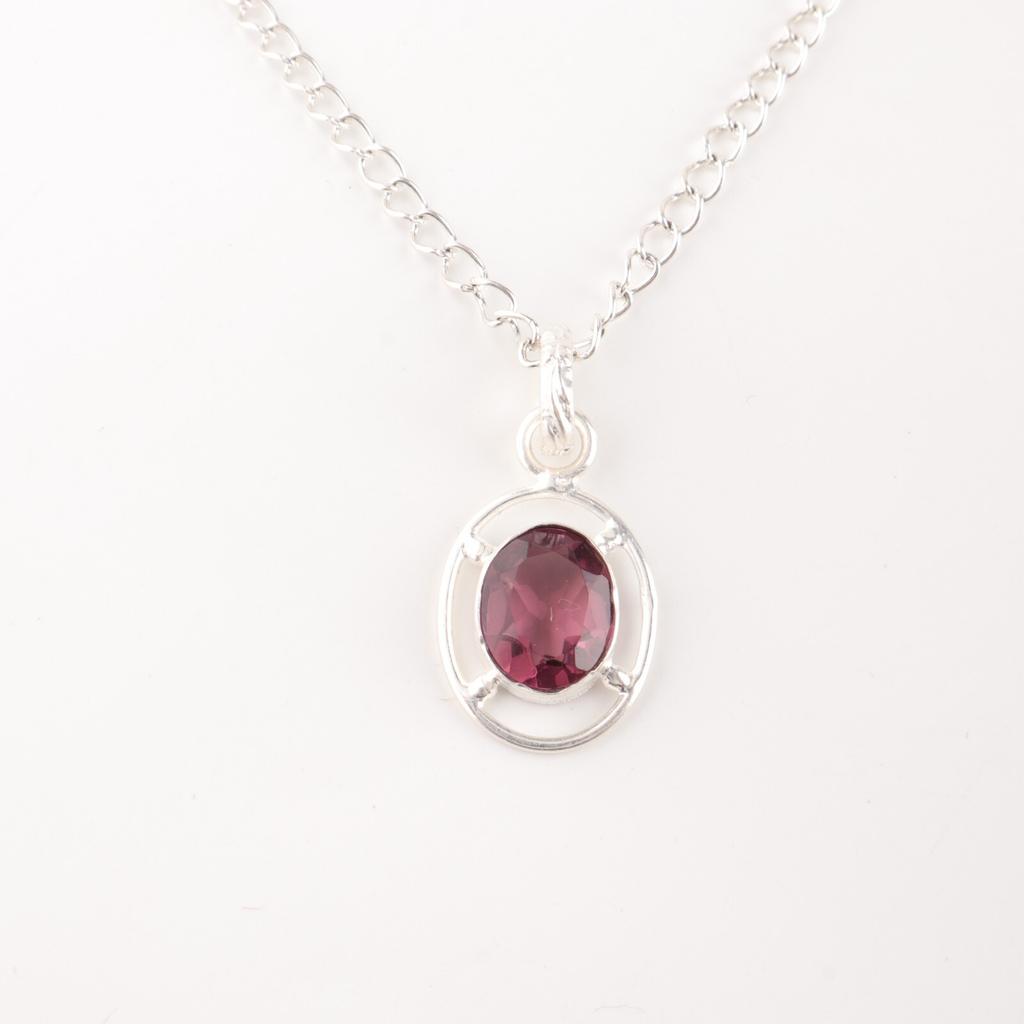 Natural Rhodolite Gemstone 925 Sterling Silver Jewelry Handmade Pendant For Gift PP-6-49