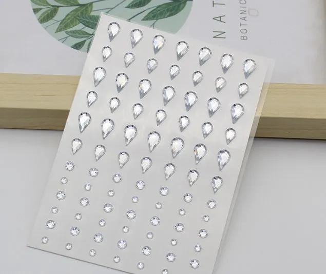 Diamond Eyes Stickers DIY Makeup Temporary Tattoo Self Adhesive Face Pearl Rhinestones Sticker Decals Teardrop Drill Jewelry Art