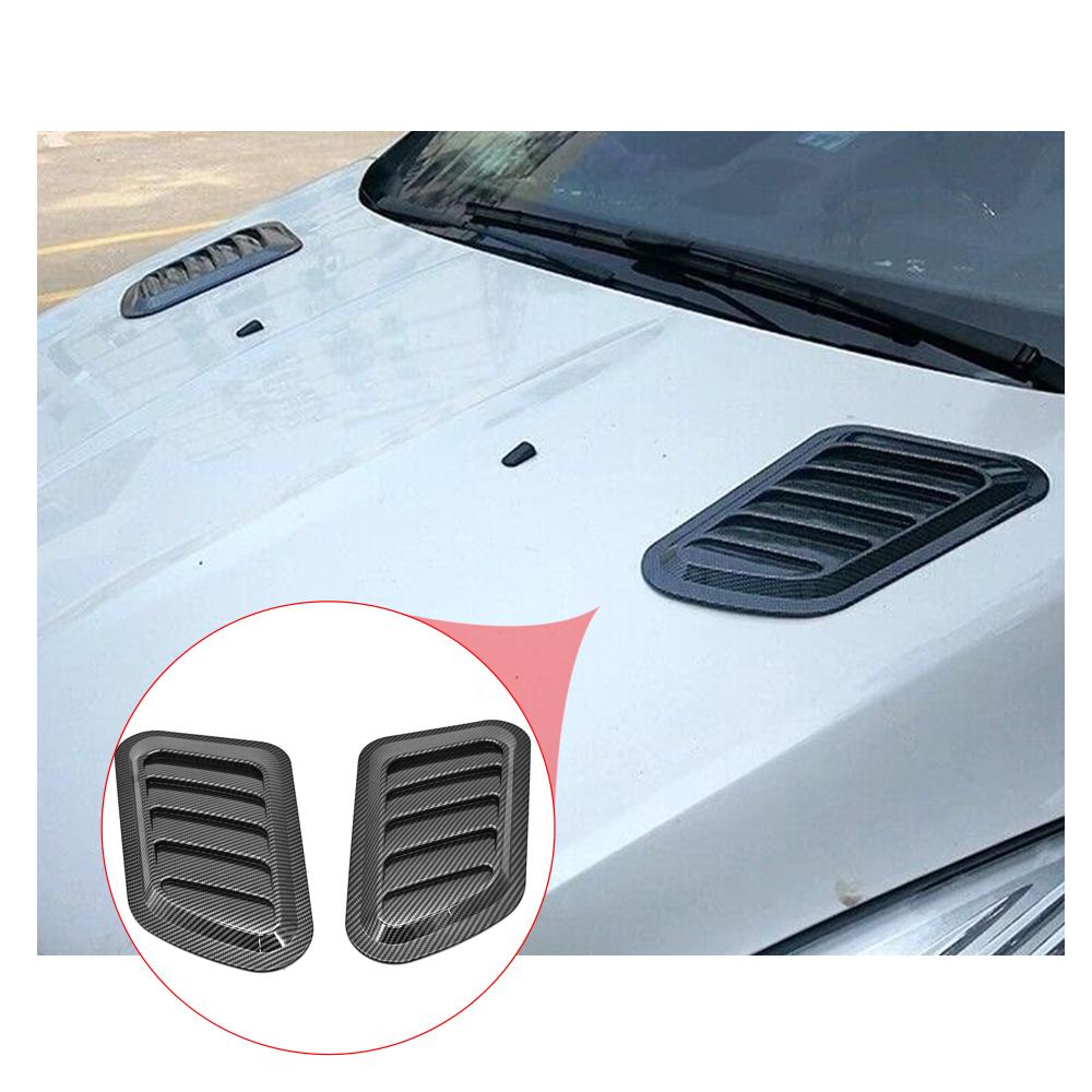 Universal Carbon Fiber Universal Car Hood Scoop Air Intake Fast Flow Vent Decorative Trim Styling 2PCS Exterior Decoration