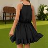 Children's Summer Casual Fashion Round Neck Solid Color Sleeveless Dress