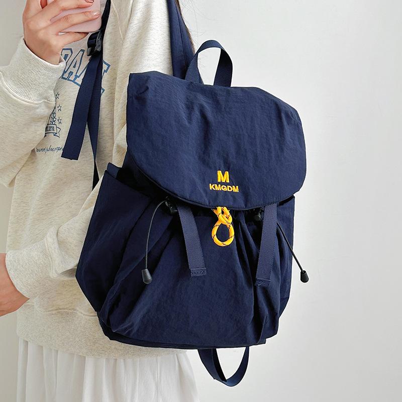 Drawstring Backpack Travel Contrast Backpack Lightweight Nylon Schoolbag