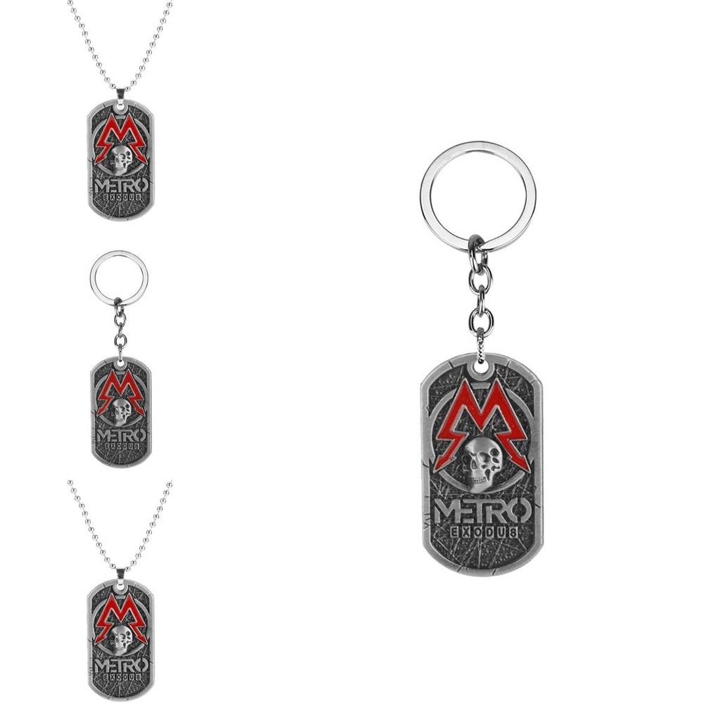 Skull Exodus Metro Pendant Necklace With Alloy Geometric Design For Game Fans