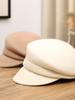 Women's Retro Black Wool Newsboy Cap - Face-Slimming French/British Style Autumn/Winter Beret