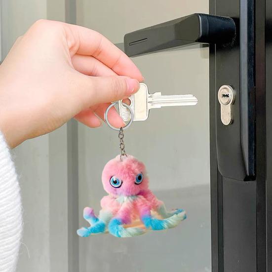 Přívěsek na klíče Plyšová chobotnice Tvar Přívěsek na klíče Dekorace Peněženka Auto Taška Měkký plyšový přívěsek Doplněk na batoh