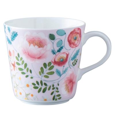 NARUMI Anna Emilia Floral Nordic Gift Mug, 340cc, "With Love," Pink, Print, Cute, Design, Large, Gift, Microwave-Safe, Dishwasher-Safe, Boxed,