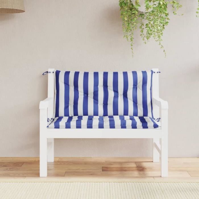 VidaXL Garden Bench Cushions Set of 2 Blue and White Stripes 361671