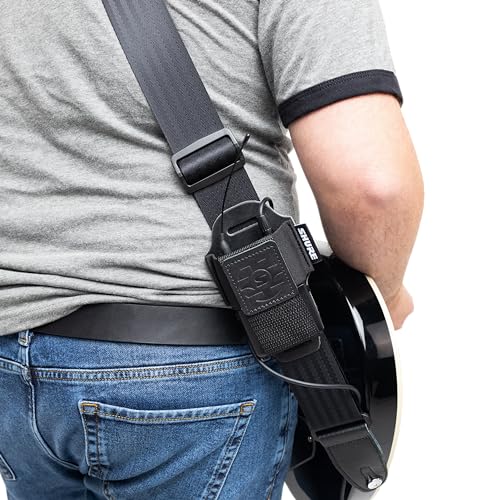 Shure by Gator Wireless Transmitter Pouch, Black Leather and Nylon, SH-BODYPACK-PBK-L