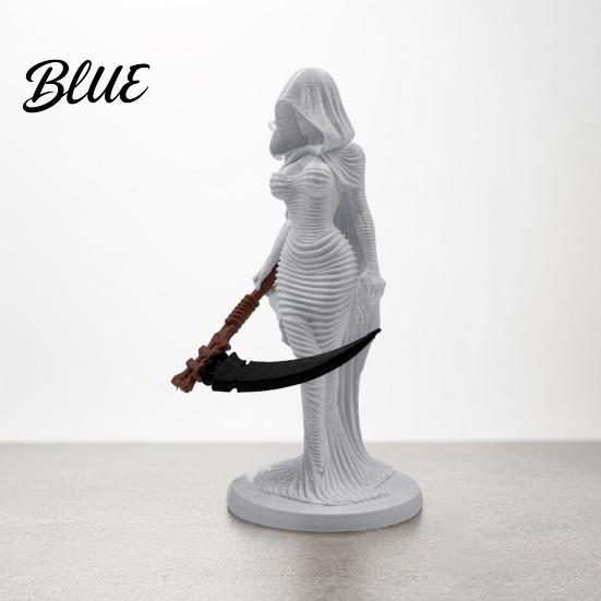 Stable Display Sculpture Lady Reaper Hooded Figure Sculpture Gothic Grim Statue with Sickle Figurine 3D Printed Robe Women for Office Home Bookshelf