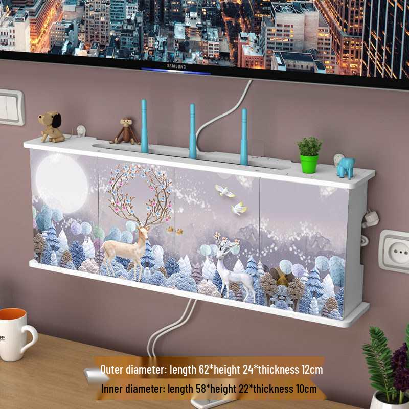 Wall-Mounted No-Drill WiFi Router and TV Set-Top Box Shelf for Living Room/Bedroom