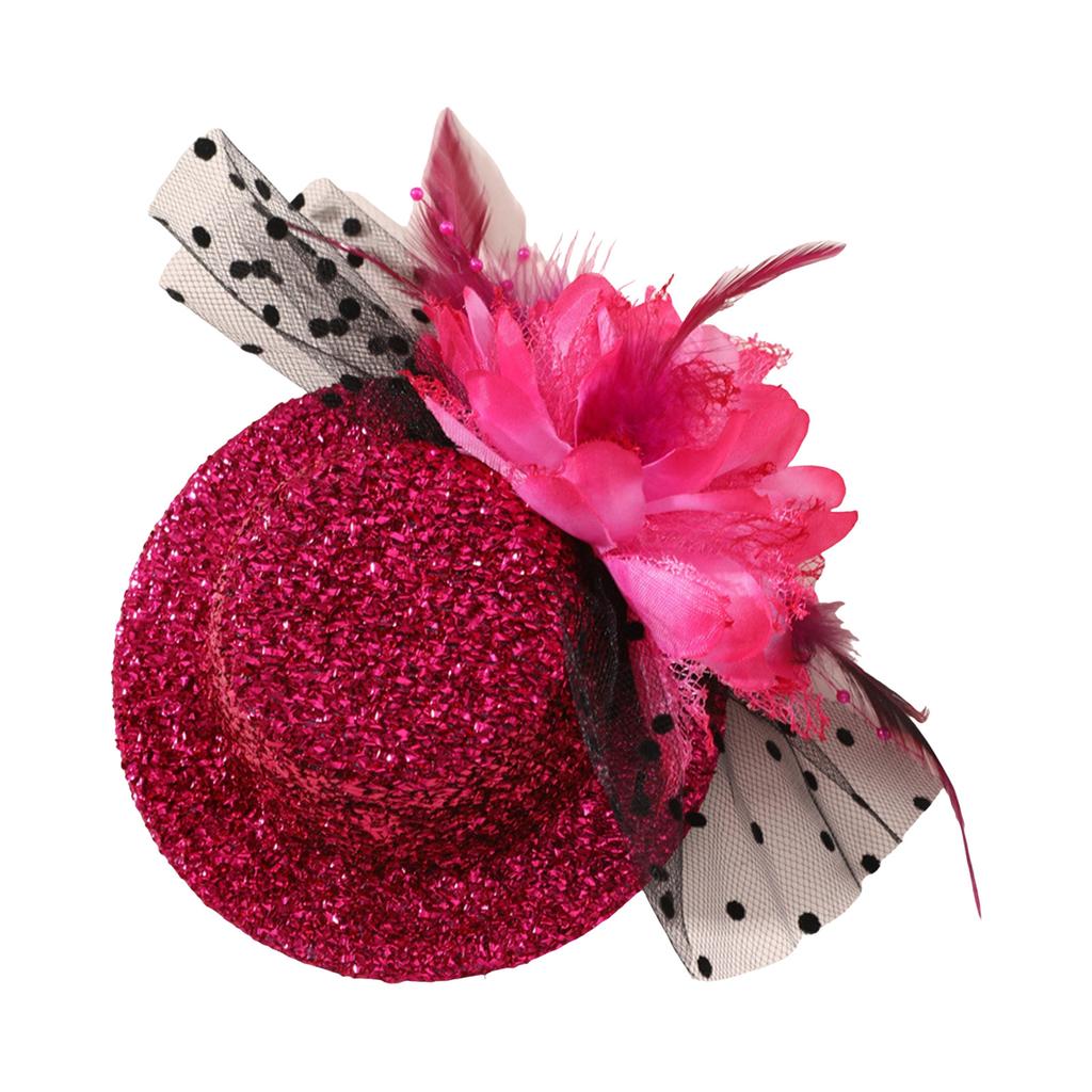20s Theme Party Mesh Fascinator Hat Hair Clip with Flower Clipon Hat Masquerades Cocktail Party Dressingup Accessories