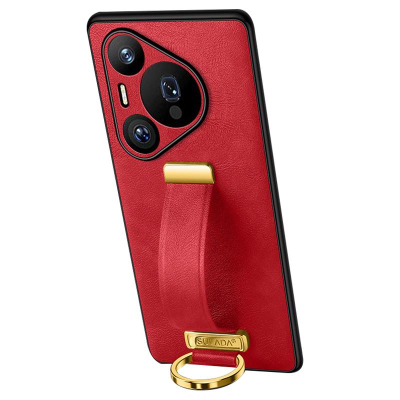 

SULADA Серия Fashion для Huawei Pura 70 Pro/Pura 70 Pro+ Чехол Ремешок Подставка Кожаная Задняя Крышка для Телефона Red