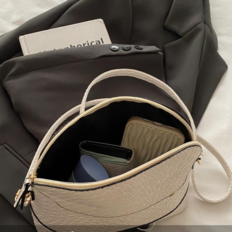 Solid Color Woven Pattern Crossbody Bag Vintage Minimalist Large Capacity Shell Purse and Handbag For Women AVE