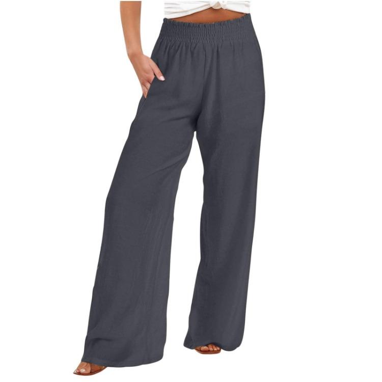 

Women s High Waist Wide Leg Pants Elastic Back Business Casual Trousers Long Work Pants XXXL