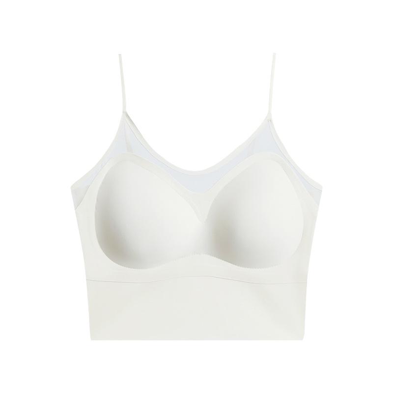 Wireless Anti-Exposure U-Neck Camisole with Seamless Back - Women s No-Bra-Needed Tank Top Medium белый