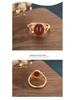 Antique Gold Inlaid Red Agate Open Ring – Versatile Ladies Design