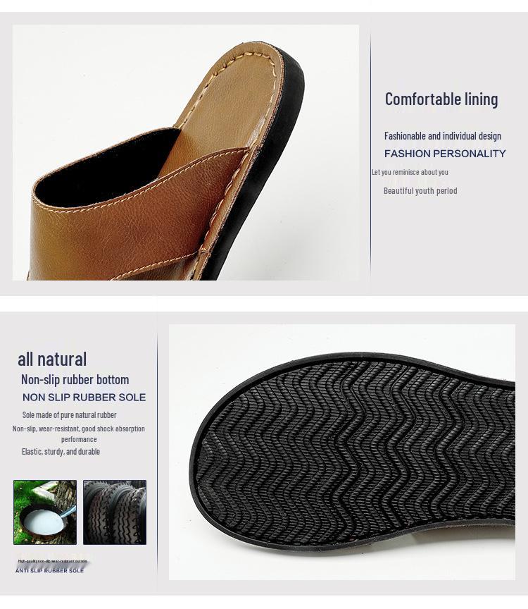 Men's Korean Style Non-Slip Beach Sandals - Trendy Single Strap Outdoor Slippers