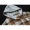 Autumn Japanese and Korean Single-breasted Plaid Brushed Long-sleeved Shirt Women's Casual Large Size Casual Hooded Shirt