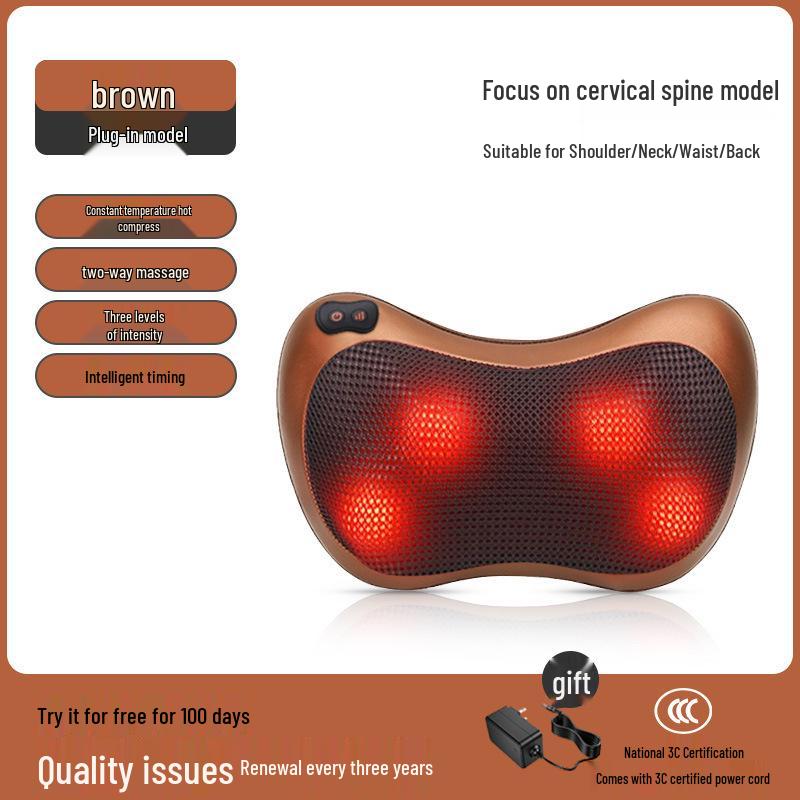 Cervical and Lumbar Support Massager Pillow for Neck, Back, and Shoulders