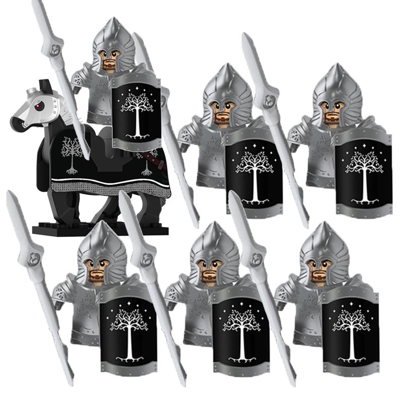 MOC Medieval Lion King Castle Knight Building Blocks Figure Accessories War Horse Cavalry Warrior Crusaders Toy Gift Bricks N029