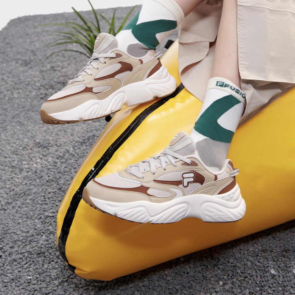 Fila Fusion Conch Ii Retro Comfortable Low Top Casual Running Shoes Women sneaker Sand T12W331607FRS