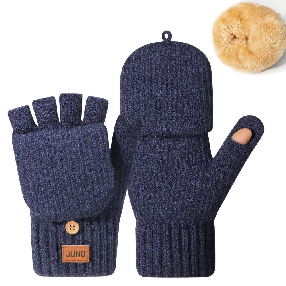 Flip Top Knitted Fingerless Gloves Thermal Half Finger Gloves  for Women and Men