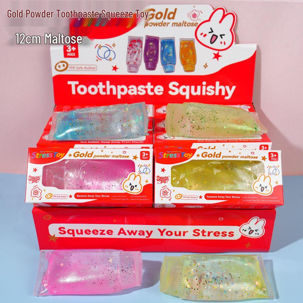 Transparent Glitter Squeeze Toothpaste Decompression Toy
