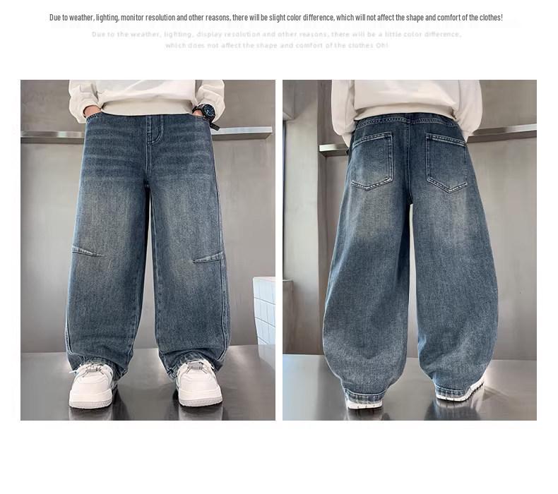 Φαρδιά Τζιν για Αγόρια – Μοντέρνα Ευέλικτα Φθινοπωρινά Παντελόνια με Ψαλιδωτό Πόδι για Παιδιά