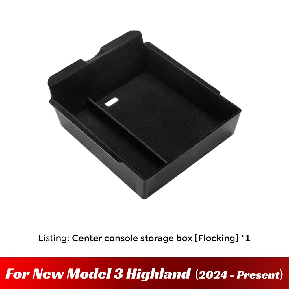 For Tesla Model 3 Highland 2024 2025 Center Console Eyeglasses Storage Case Armrest Storage Box Upper&Lower Flocking Accessories
