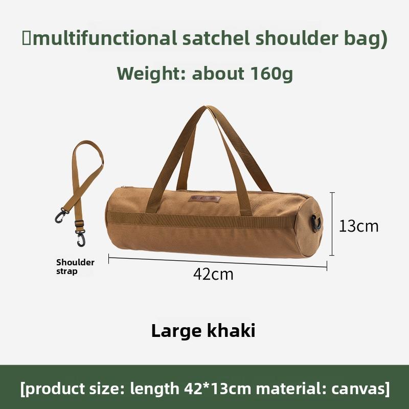 Outdoor Camping Cylindrical Large Capacity Canvas Storage And Organizing Bag Tent Accessories Ground Nail Wind Rope Storage Bag