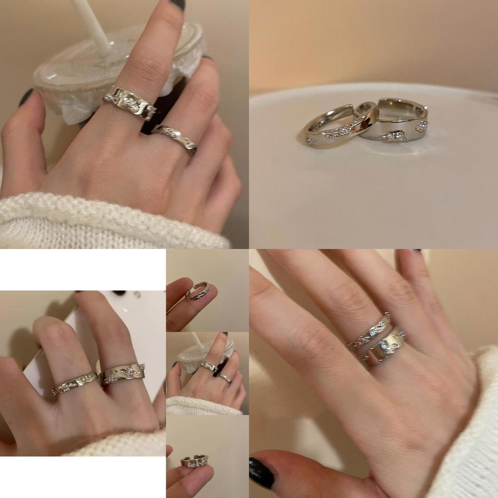 Geometric Copper Zirconia Ring For Women Stylish Ins Trendy Couple Band Unique Design