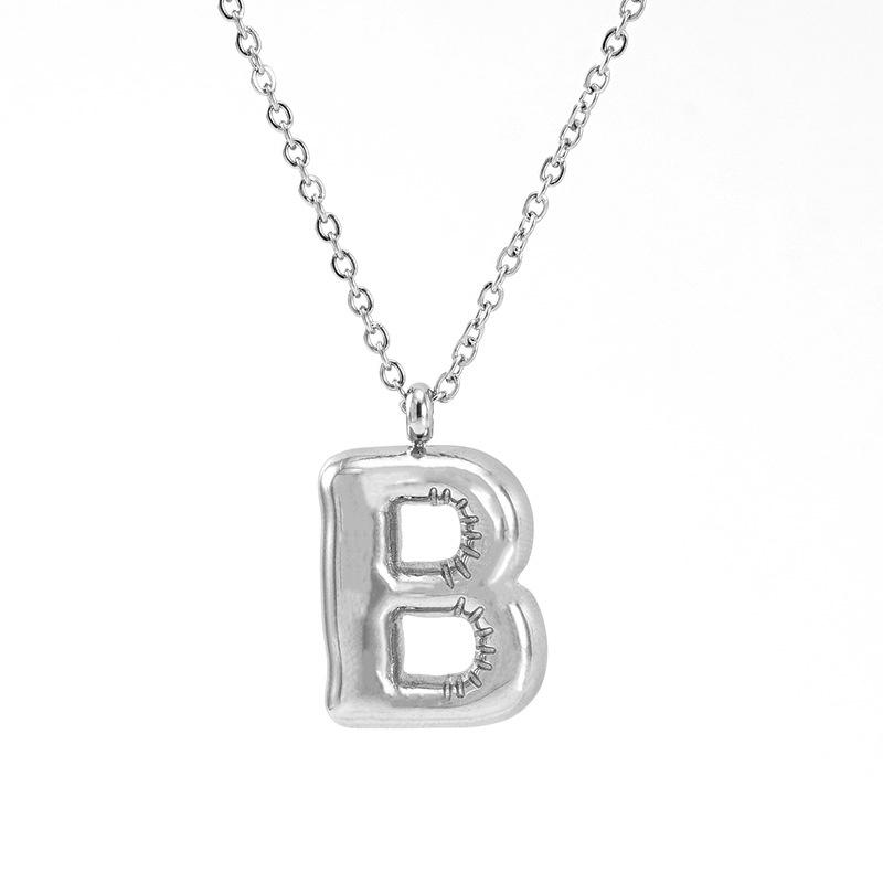 Fashionable Plump Stainless Steel Alphabet Necklace For Women
