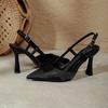 Pointed high heels women's thin heels sexy bag head sandals 2025 new large size women's shoes summer French empty shoes