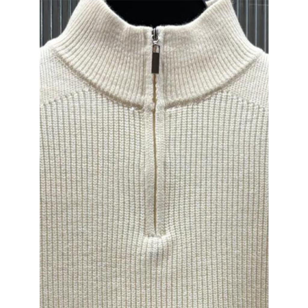 Men's Casual Solid-color Warm And Form-fitting Base Layer, Men's Semi-zipper High-neck With A Knitted Sweaeter Inside