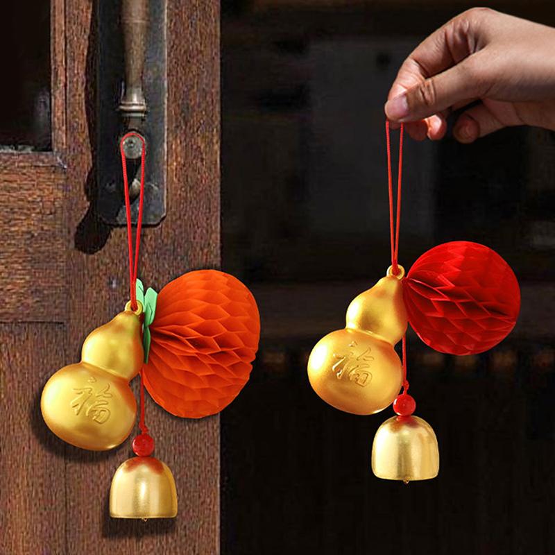 14cm DIY Accessories Cute Bell Design New Year Home Decor Gift of Blessing Gourd Design Auspicious Pendant Multi-Color